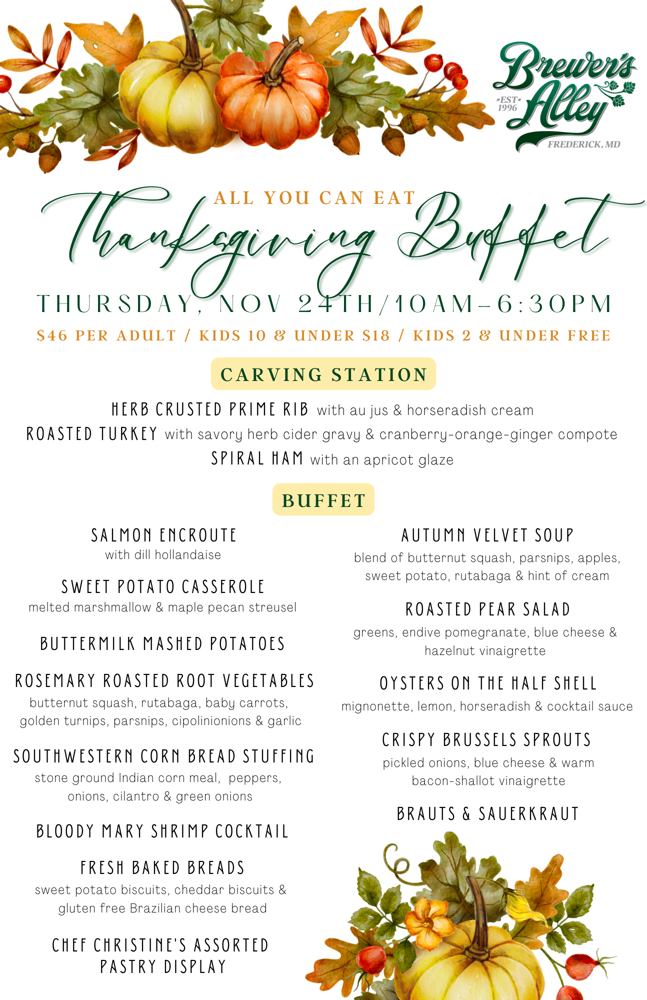 All You Can Eat Thanksgiving Buffet - Brewer's Alley