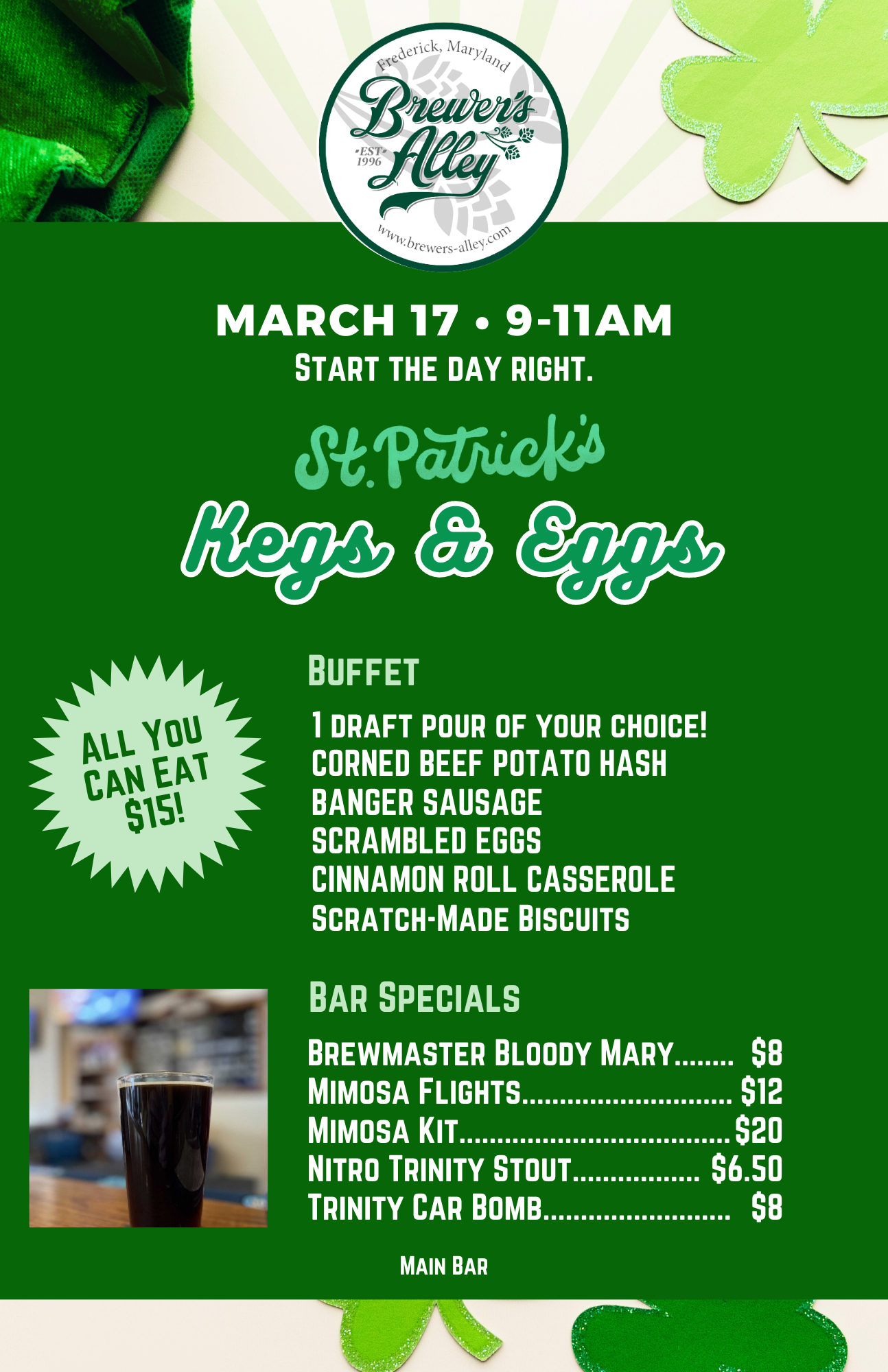 kegs and eggs menu saint patricks day